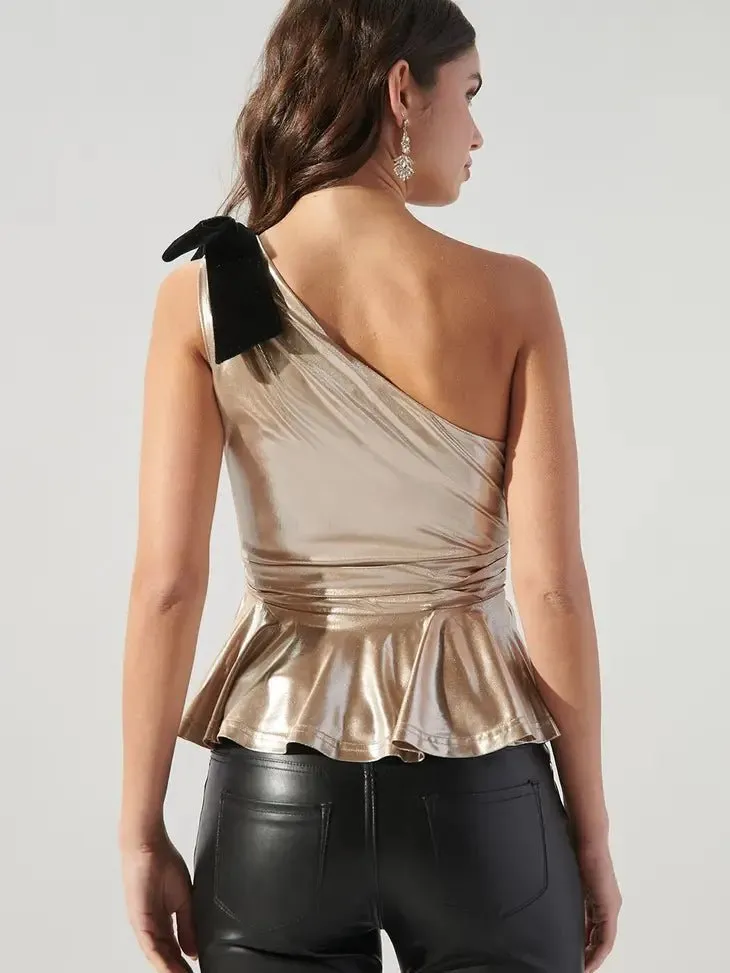 Trying To Get To You One Shoulder Peplum Top