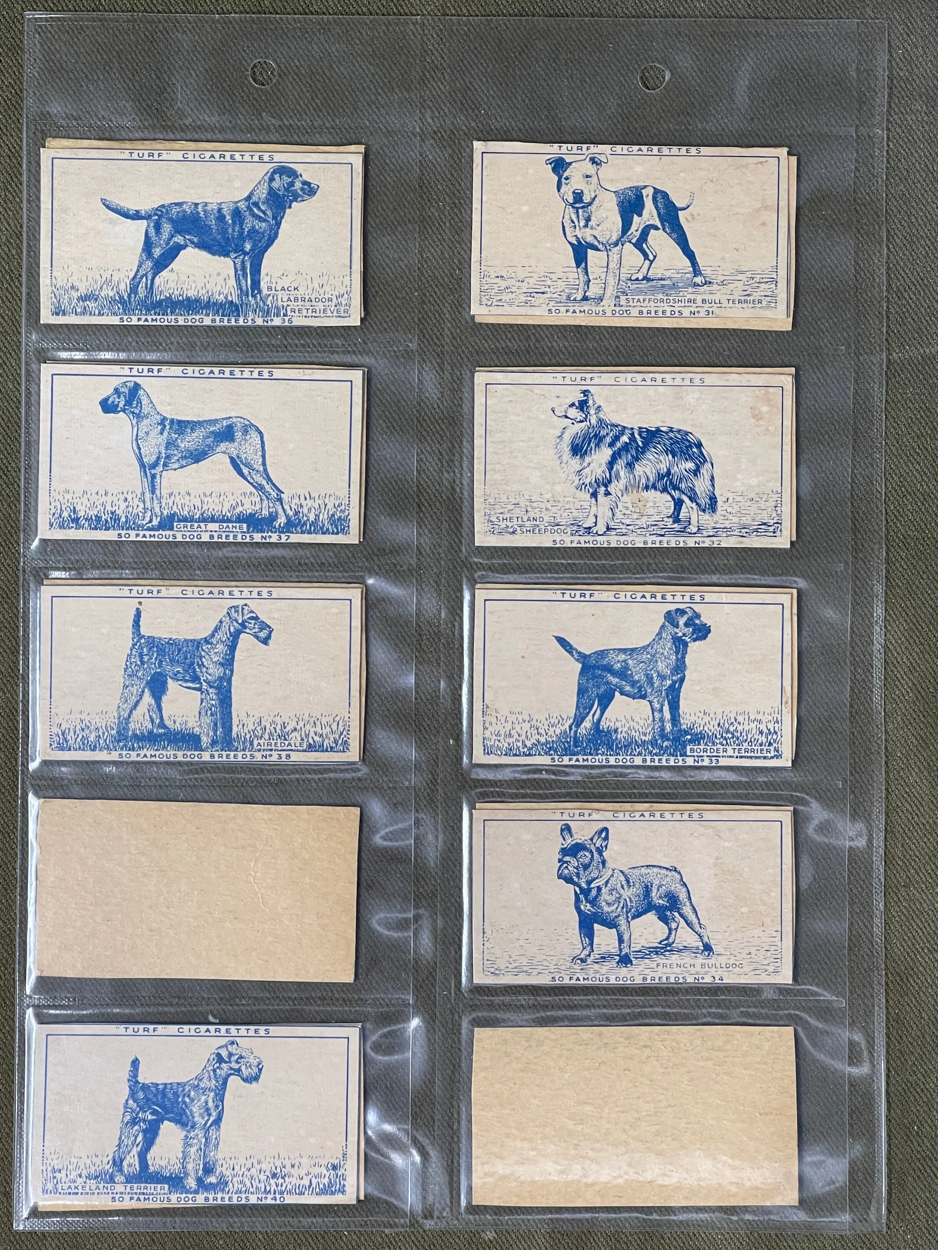 Turf Cigarettes 50 Famous Dog Breeds Cigerette Cards 1956