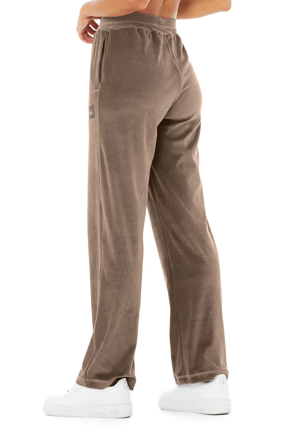 Velour High-Waist Glimmer Wide Leg Pant - Hot Cocoa