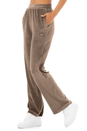 Velour High-Waist Glimmer Wide Leg Pant - Hot Cocoa