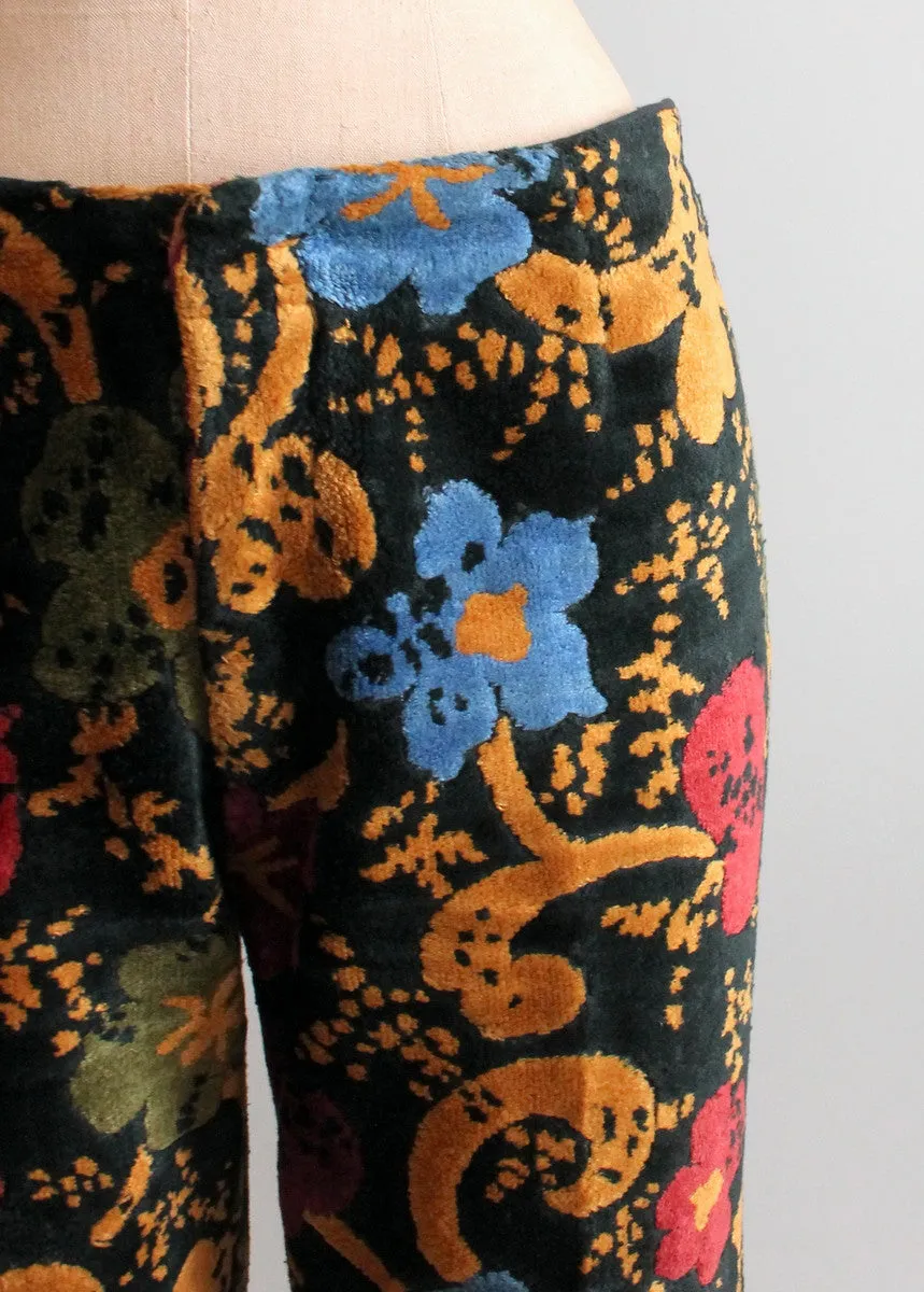 Vintage 1960s Floral Carpet Bell Bottom Pants