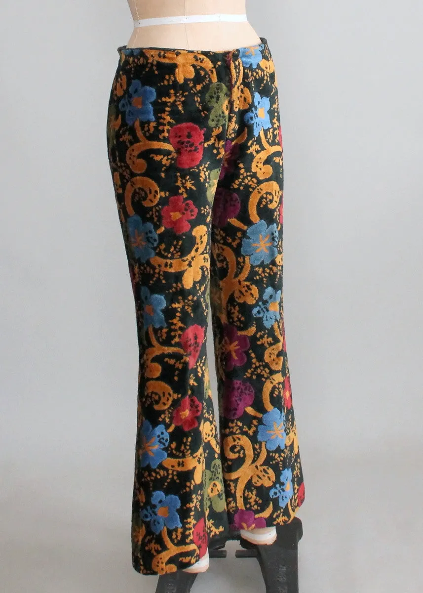 Vintage 1960s Floral Carpet Bell Bottom Pants