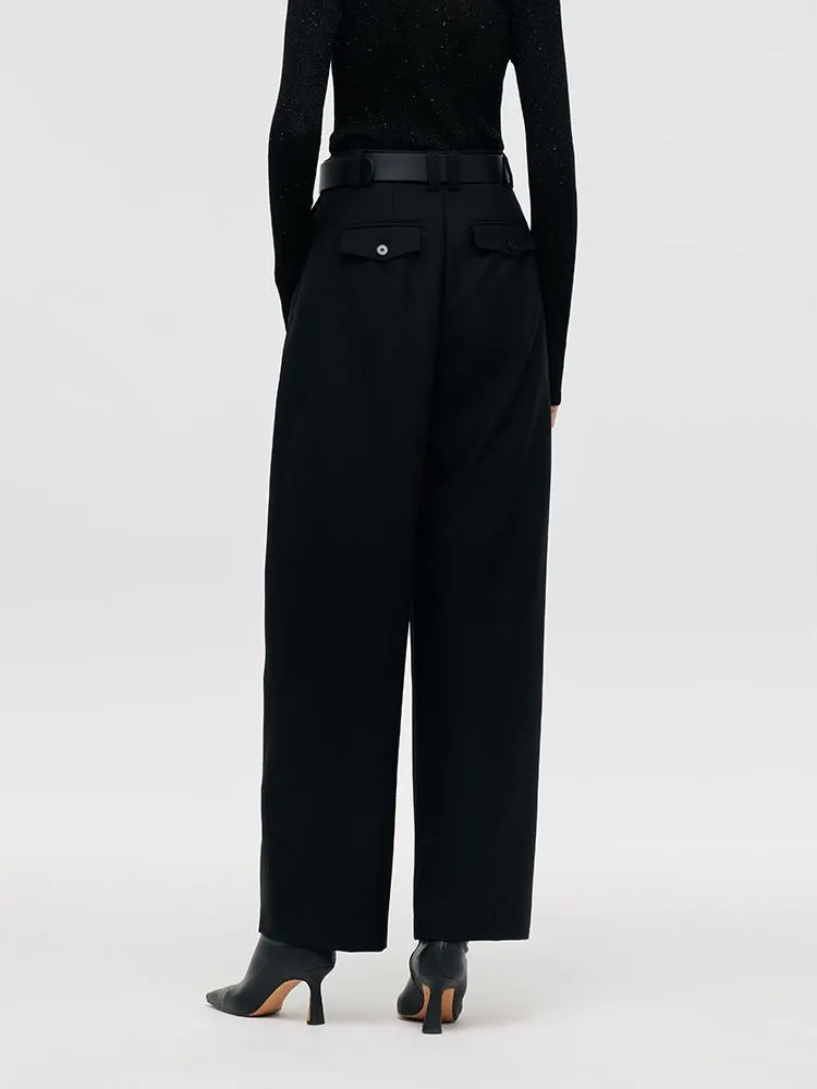 Wool Wide Leg Women Pants